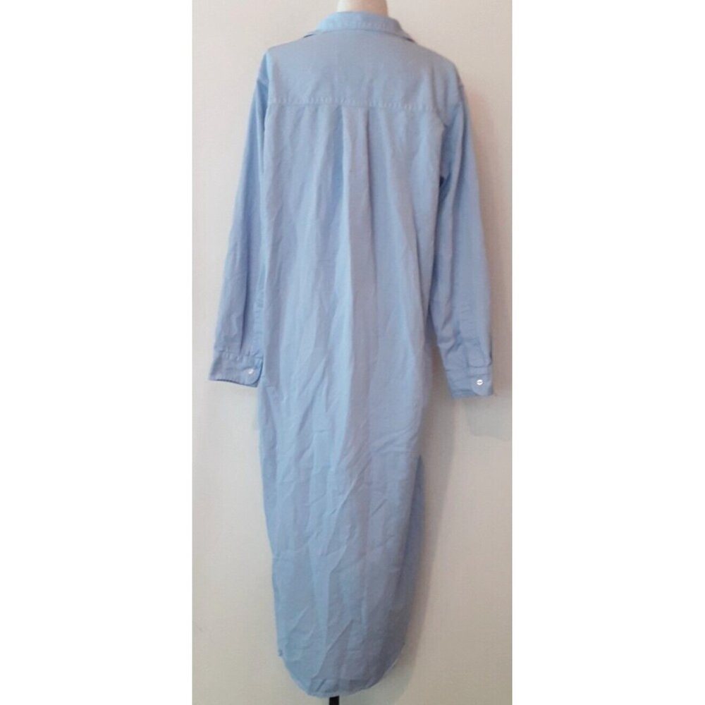 NEW FRANK & EILEEN RORY TATTERED GLR BLUE DENIM MAXI LENGTH SHIRT DRESS #3 SZ M - Picture 3 of 11